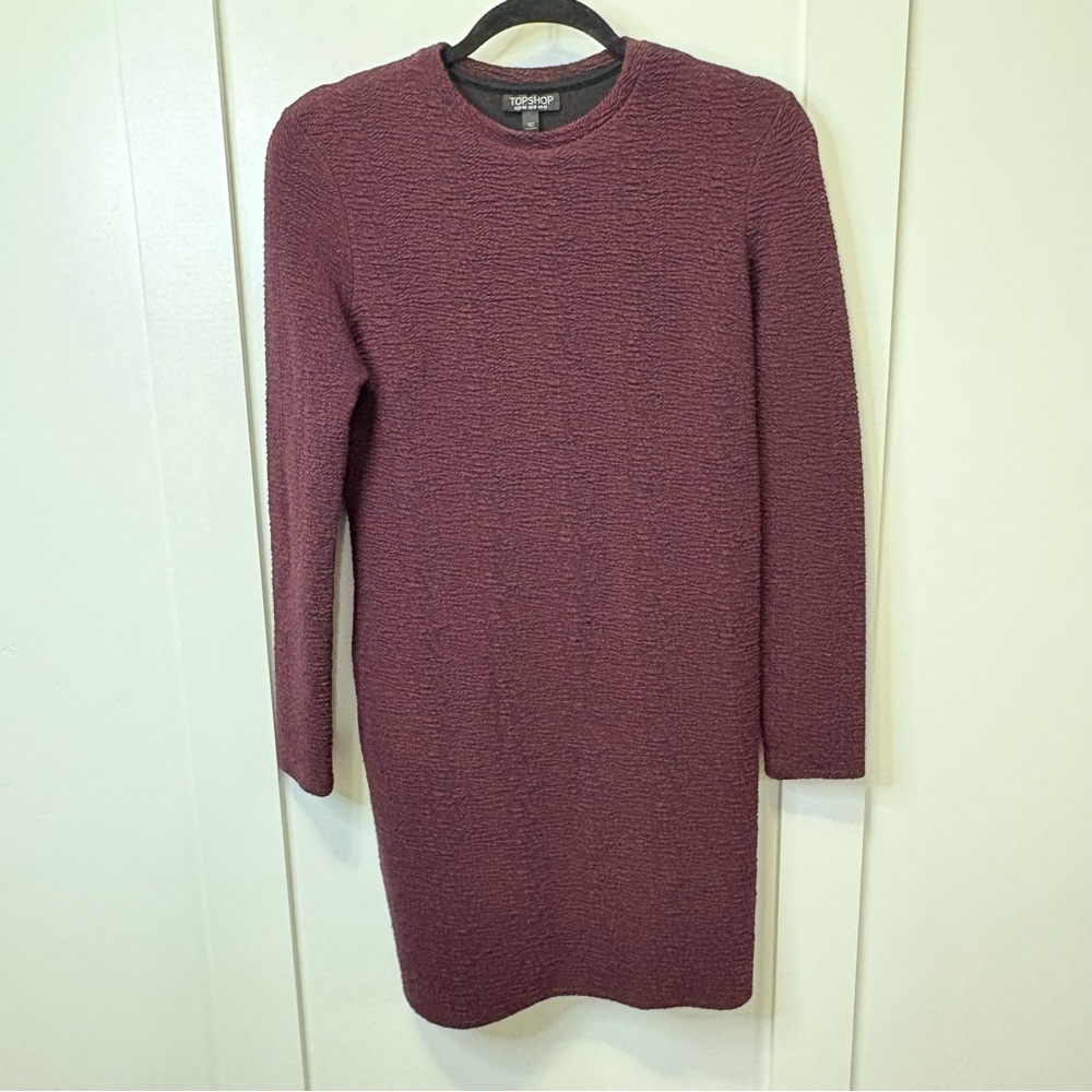 Topshop Deep Red Long Sleeve Dress